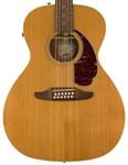 Fender Villager 12-String Acoustic Electric Guitar Aged Natural with Bag Body Angled View
